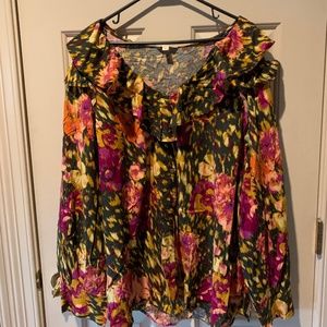 Terra and Sky Women's Plus Size Long Sleeve Ruffle Top